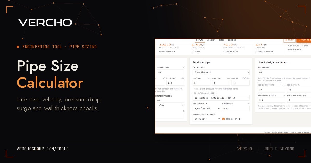 Pipe Size Calculation tool preview