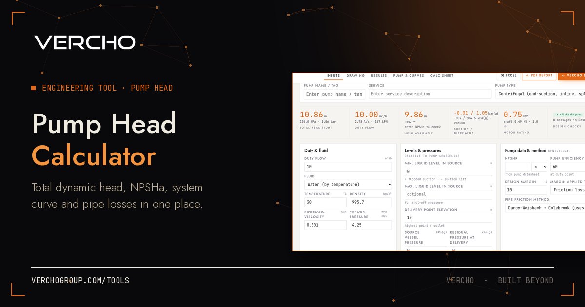 Pump Head Calculation tool preview